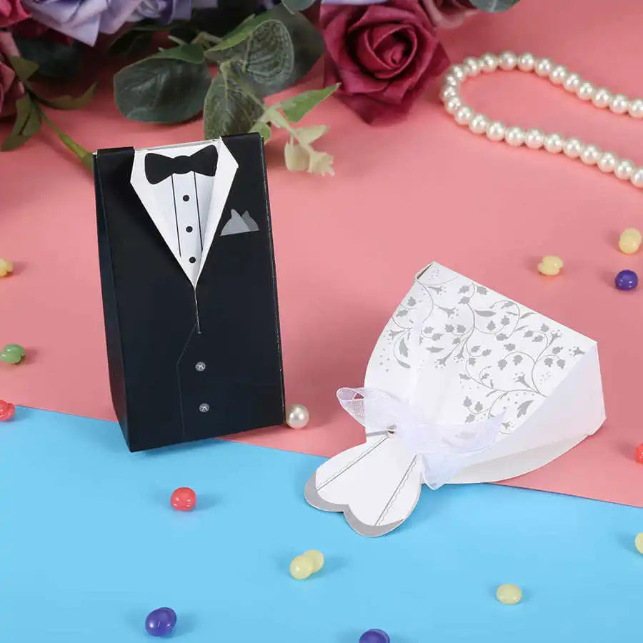 100Pcs Elegant Romantic Cardboard Candy Bag New Year Party Valentines Day Gift Box Wedding Favors For Guest Girlfriend Boyfriend