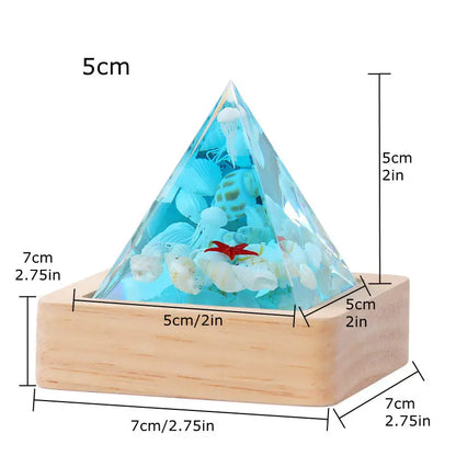 Cute Pyramid Turtle Jellyfish Shark Shell Epoxy Resin Desk Ornaments Children Bedroom Room Decoration for Kids Gift Glow Night