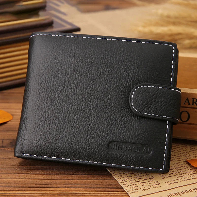 Bag Leather Men Wallets Cow Leather Solid Retro Style Zipper Purse Man Card Horders Multifunctional Money Clip Male Wallet