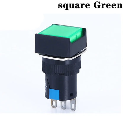 1NO1NC/2NO2NC 6.3V 12V 24V 220V Momentary Illuminuted Maintain Push Button Switches 16MM Latching Push Button Lamp LED