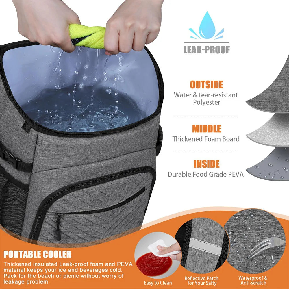20L Portable Thermal Lunch Bag Food Box Durable Waterproof Cooler Ice Insulated Case BBQ Camping Oxford Dinner Backpacks Icebox
