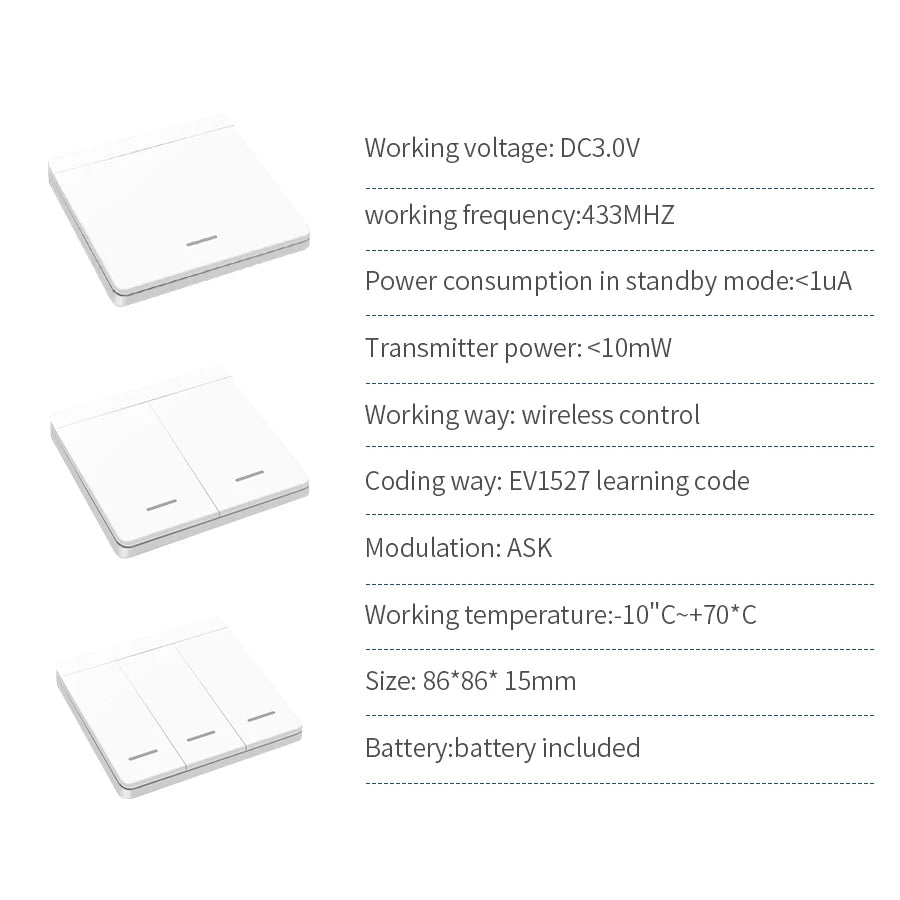 Smart Bulb Holder E27 E26 Lamp Base Socket with Remote Control RF 433Mhz Light Switch AC85-265V 1/2/3 Gang Wireless Led Switch
