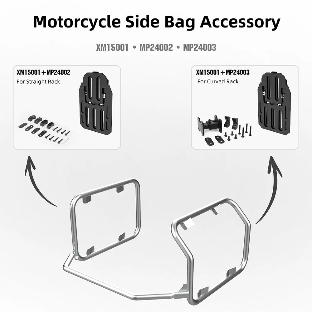 Rhinowalk Motorcycle Side Bag Accessories For MJX2004 Installing Fit Motor Irregularly Curved Bracket Avoiding Touch Exhaust