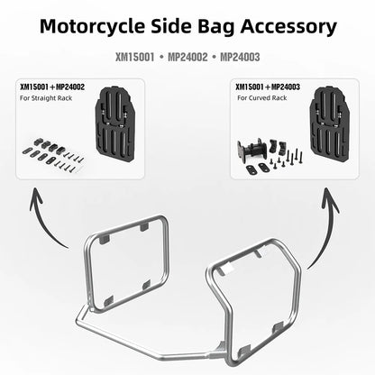 Rhinowalk Motorcycle Side Bag Accessories For MJX2004 Installing Fit Motor Irregularly Curved Bracket Avoiding Touch Exhaust
