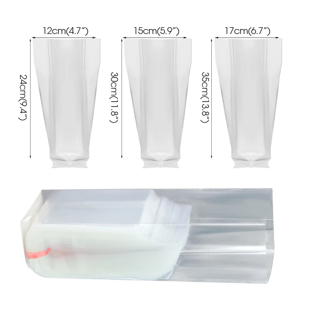 50/100PCS Mushroom Spawn Grow Bag with Sealing Cotton Filter Cap Heat-resistance Plastic Planter Bags Bamboo Fungus  Ganoderma