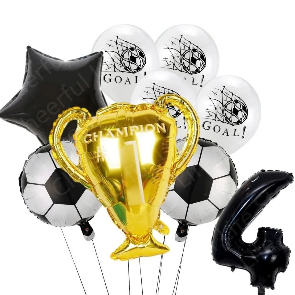 White Football Birthday Party Decorations Soccer Disposable supplies Tablecloth bag balloons children favors Kids Boys Baby game