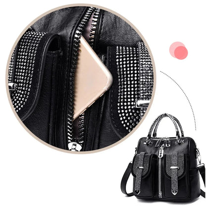 Women Leather Backpacks Vintage Female Shoulder Bag Design Travel Back Pack Lady Bagpack Mochilas School Bags For Teenage Girls