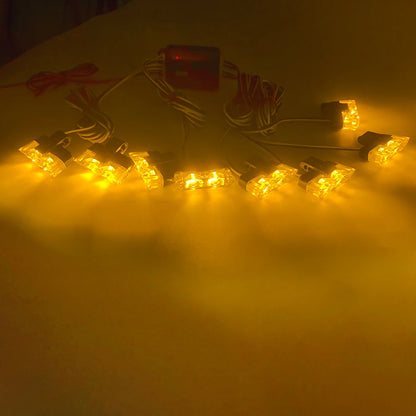 1 Tow 8 LED Police Lights For Car 12V Wireless Remote Flashing Emergency Warning Lamp 2LED Truck Trailer Strobe Grilles Light