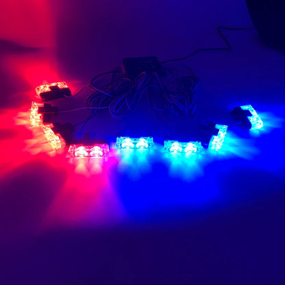 1 Tow 8 LED Police Lights For Car 12V Wireless Remote Flashing Emergency Warning Lamp 2LED Truck Trailer Strobe Grilles Light