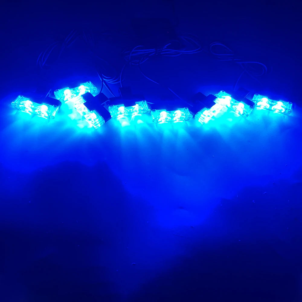 1 Tow 8 LED Police Lights For Car 12V Wireless Remote Flashing Emergency Warning Lamp 2LED Truck Trailer Strobe Grilles Light