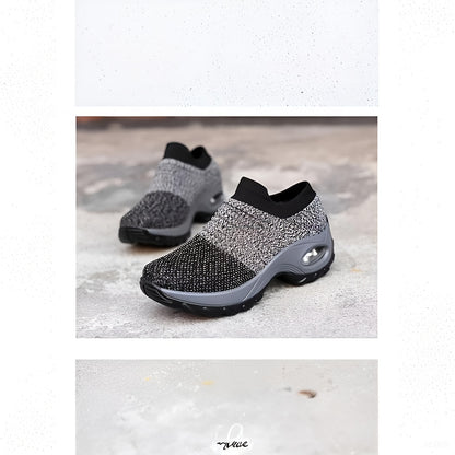 Women's Air Cushion Sole Chunky Sneakers, Lightweight Mesh Low Top Running Shoes, Women's Footwear