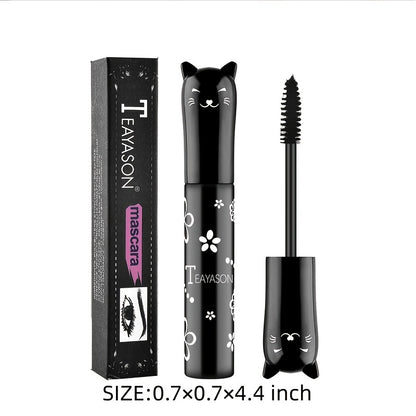 4D Fiber Mascara, Cat Eye Charming Long-Lasting Thick Eyelash Smudge-Proof Waterproof Quick-Drying Eyeliner Makeup Gift For Women Contains Plant Squalane Formula