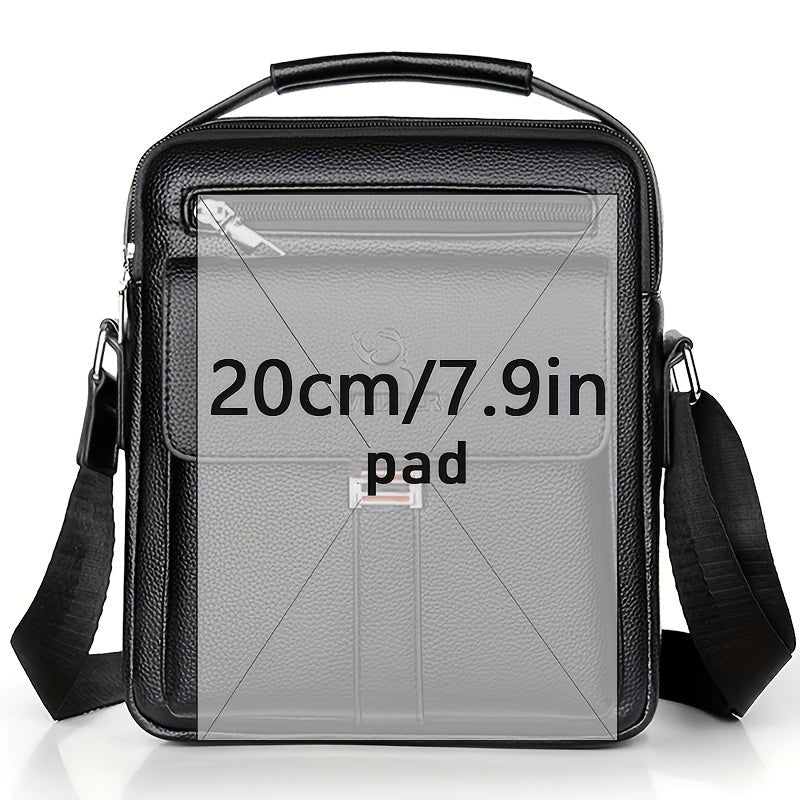 [حقيبة عمل كلاسيكية] حقيبة كتف رجالية كلاسيكية قابلة للتعديل من WEIXIER - مساحات تخزين متعددة، جيوب بسحاب، تصميم مضغوط، لون أسود، إغلاق بسحاب آمن، حقيبة كروس صغيرة