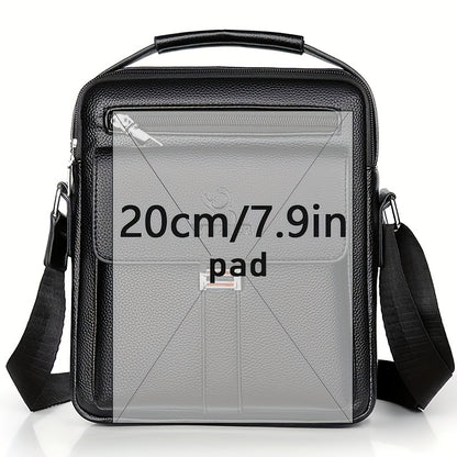 [حقيبة عمل كلاسيكية] حقيبة كتف رجالية كلاسيكية قابلة للتعديل من WEIXIER - مساحات تخزين متعددة، جيوب بسحاب، تصميم مضغوط، لون أسود، إغلاق بسحاب آمن، حقيبة كروس صغيرة