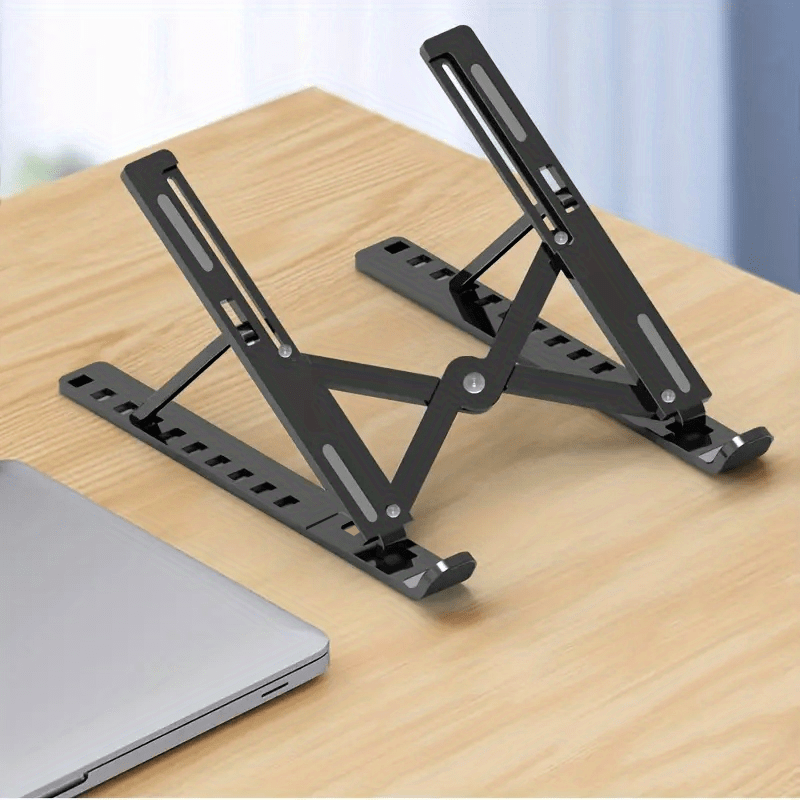 Ten Levels Adjustable Laptop Stand Single Fork Folding Lift Cooling Base Desktop Tablet Portable Bracket Compatible With All Notebook ABS Material