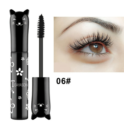 4D Fiber Mascara, Cat Eye Charming Long-Lasting Thick Eyelash Smudge-Proof Waterproof Quick-Drying Eyeliner Makeup Gift For Women Contains Plant Squalane Formula
