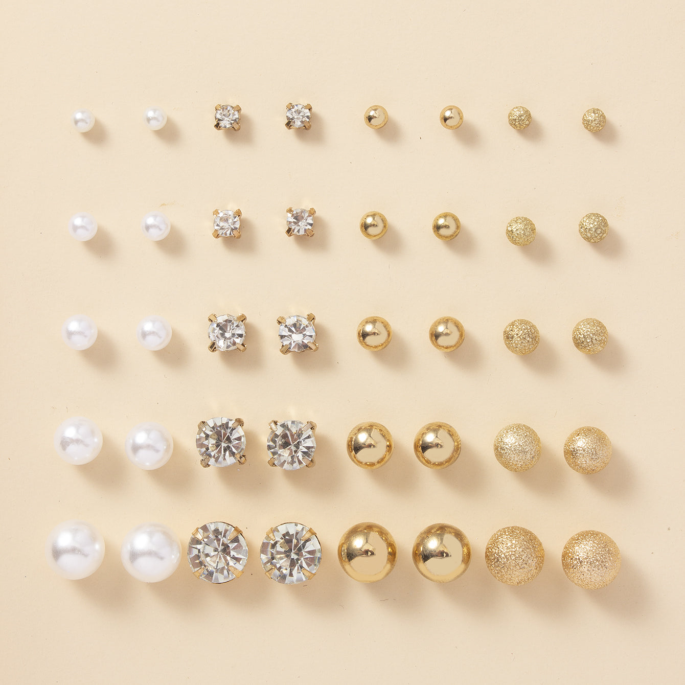 20Pairs Faux Pearl Rhinestone Stud Earrings Set For Women Daily Decor Jewelry