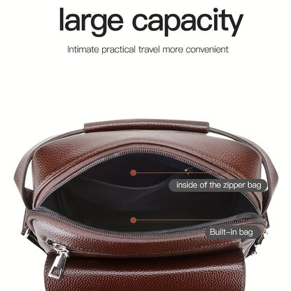 [حقيبة عمل كلاسيكية] حقيبة كتف رجالية كلاسيكية قابلة للتعديل من WEIXIER - مساحات تخزين متعددة، جيوب بسحاب، تصميم مضغوط، لون أسود، إغلاق بسحاب آمن، حقيبة كروس صغيرة