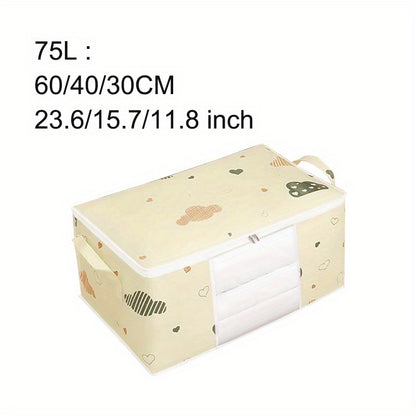 حقيبة تخزين ملابس قابلة للطي بسعة كبيرة | قماش سميك بمقابض معززة، سحاب قوي ونافذة شفافة | مناسبة للألحفة والبطانيات والفراش | صناديق تخزين وسلال وحاويات