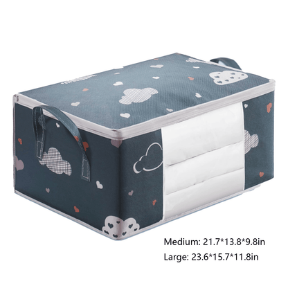 [Large Capacity Storage Bag] Large Capacity Foldable Clothes Storage Bag | Thick Fabric with Reinforced Handles, Sturdy Zipper & Transparent Window | Suitable for Quilts, Blankets, Bedding | Storage Bins, Baskets & Containers